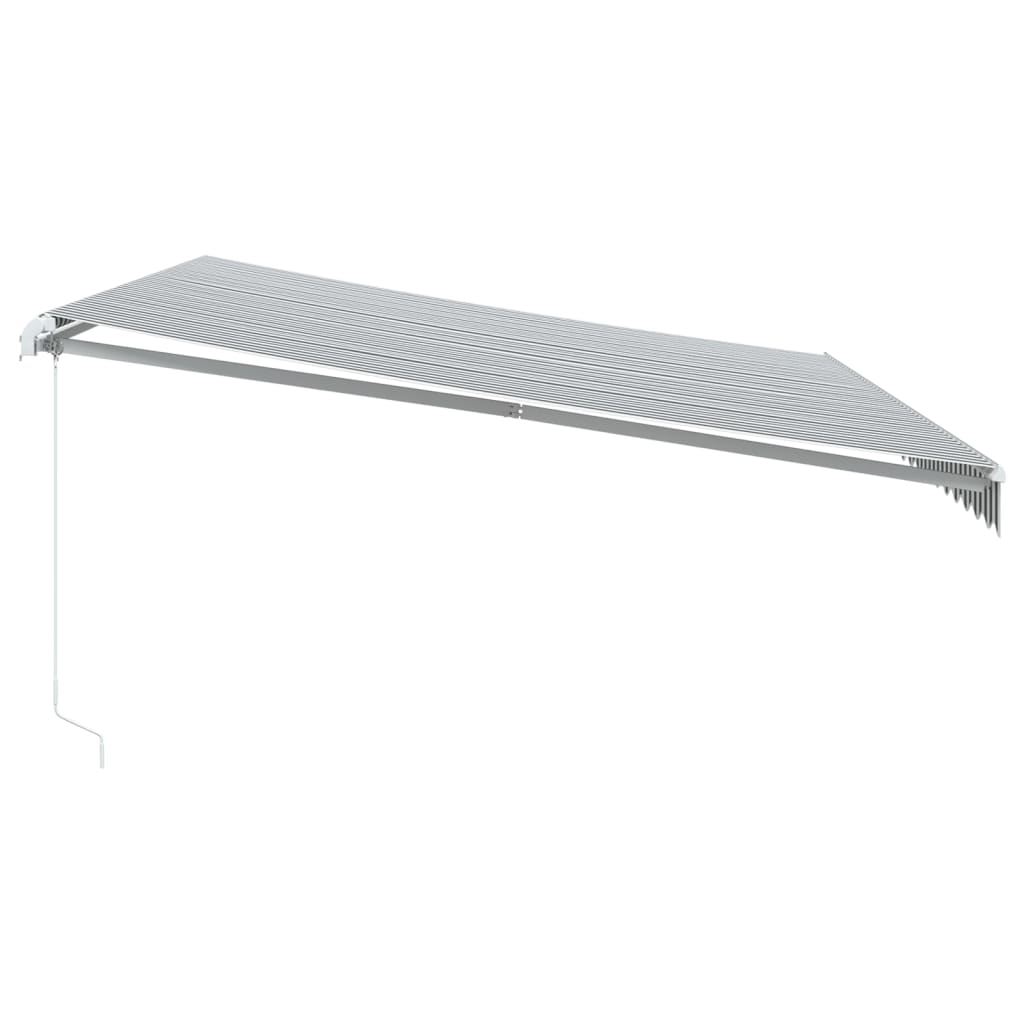 Markise Manuell Einziehbar mit LED 300x250 cm Blau und Weiß