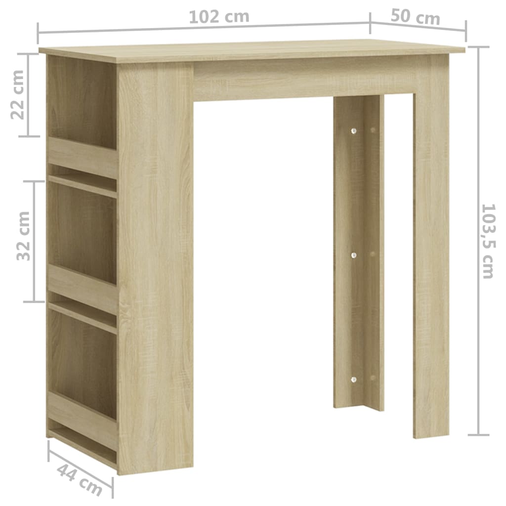 Bartisch mit Ablagefläche Weiß 102x50x103,5 cm Holzwerkstoff