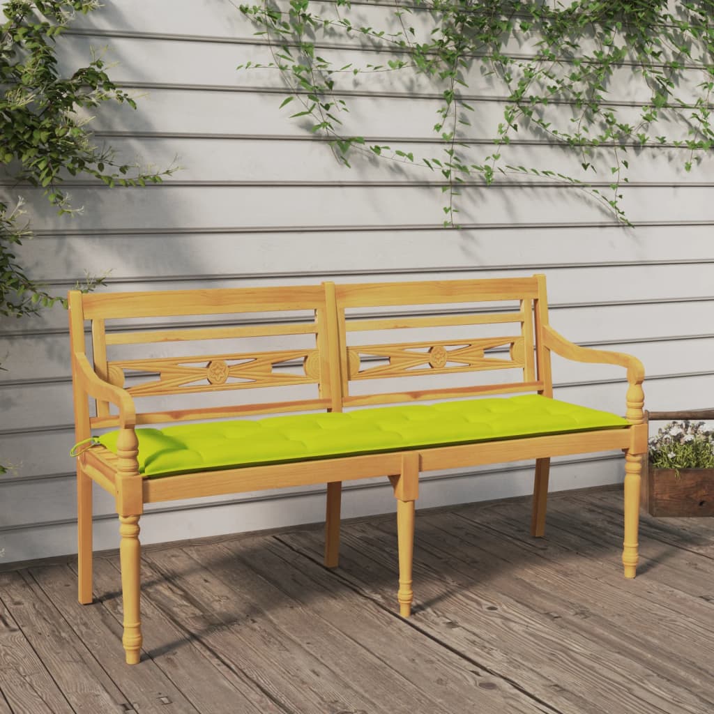 Batavia-Bank mit Anthrazit Kissen 150 cm Massivholz Teak