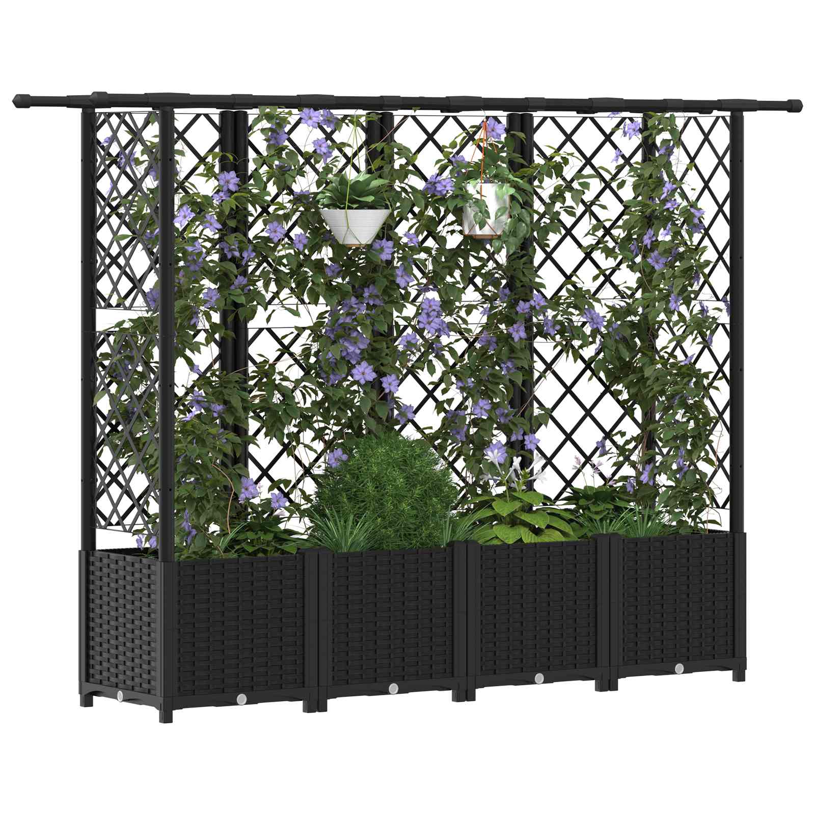 Hochbeet mit Rankgitter und Dach Braun 124 x 40 x 123 cm PP
