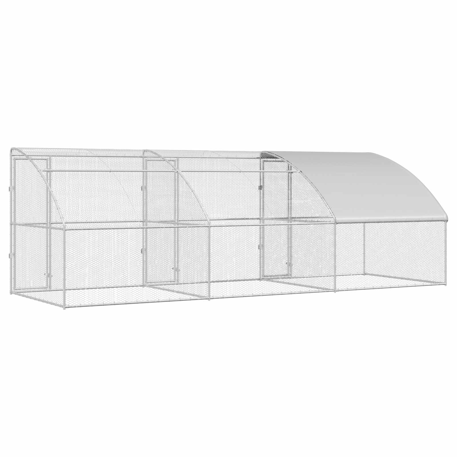 Hühnerkäfig 2 pcs Silber 400 x 200 x 200 cm Stahl und PE