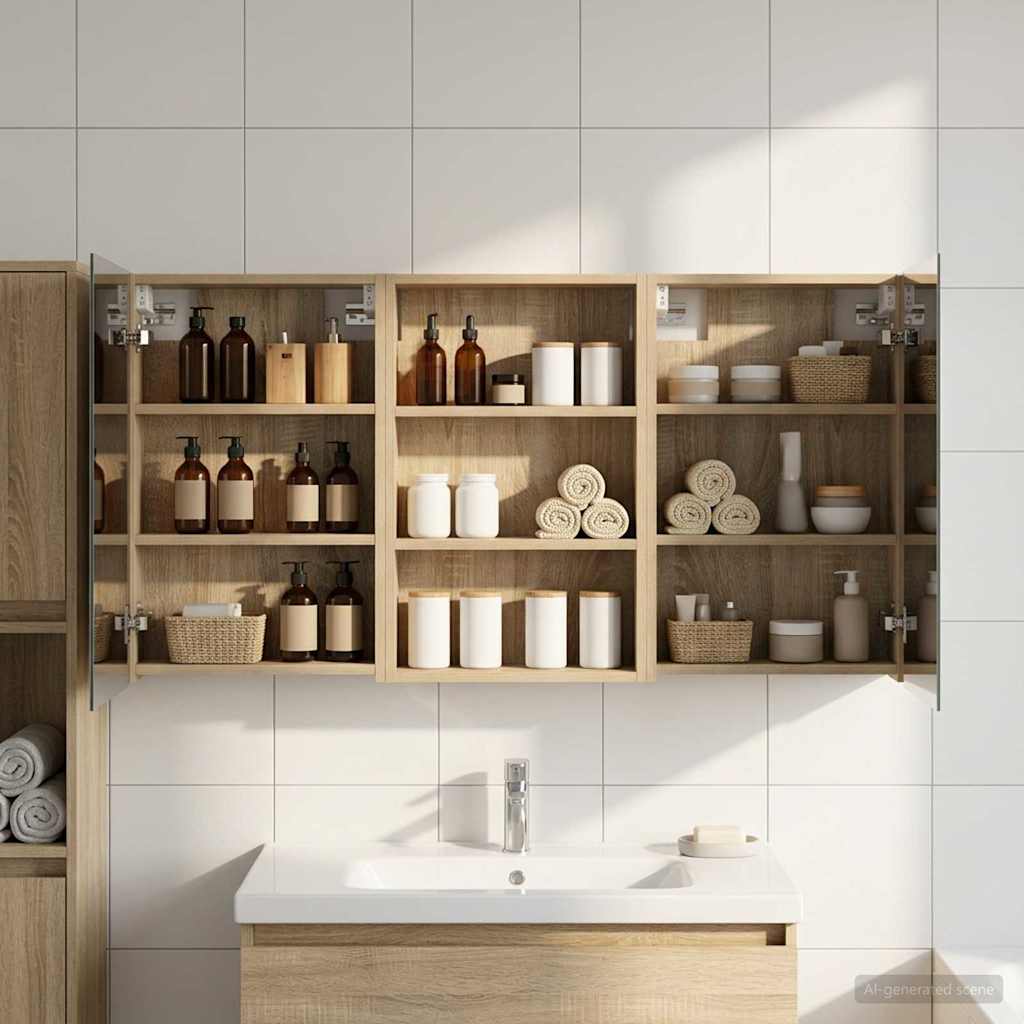 Badezimmerschrank-Set 3 pcs 80 x 10,5 x 50 cm Holzwerkstoff