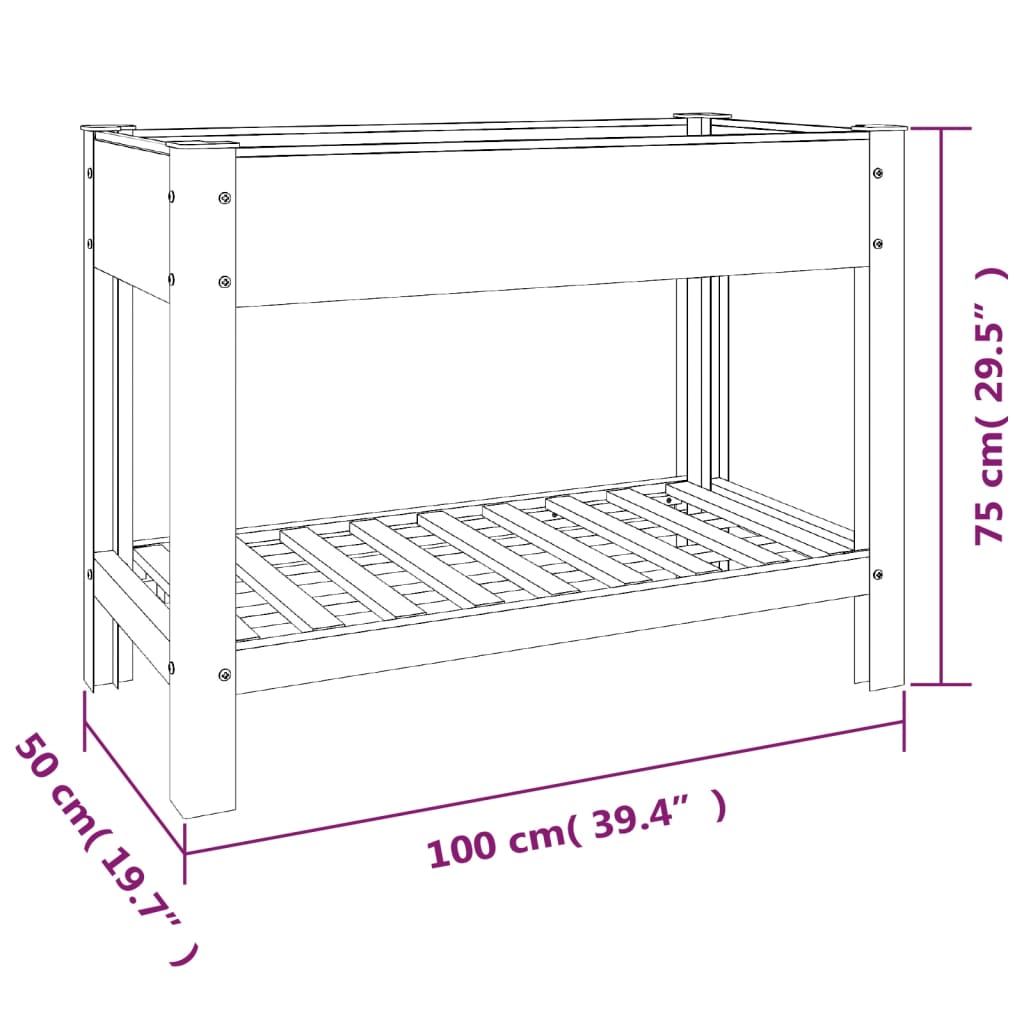 Garten-Hochbeet mit Ablage 50x50x90 cm WPC Grau