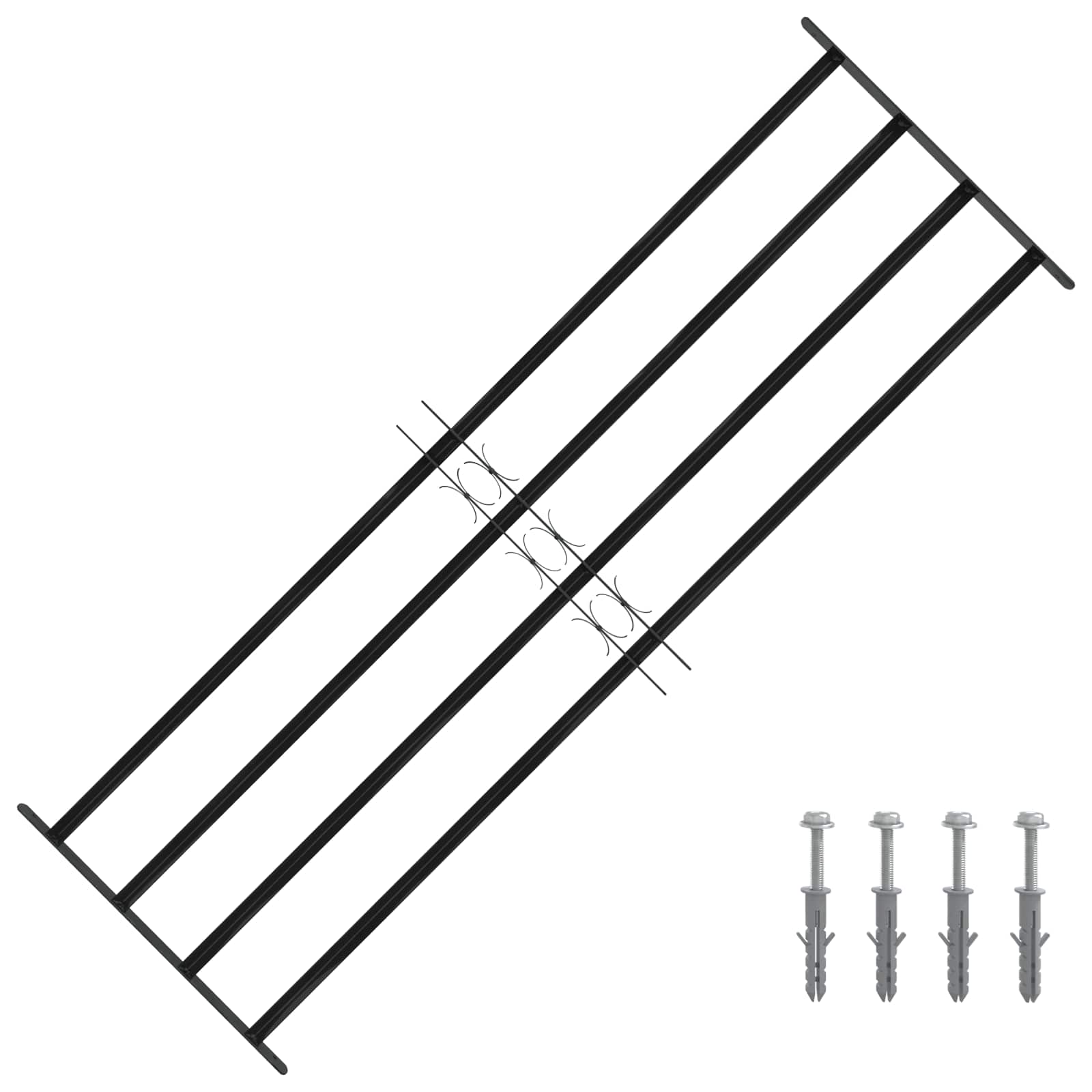 Fenstergitter 76 x 30 cm Pulverbeschichteter Stahl Schwarz