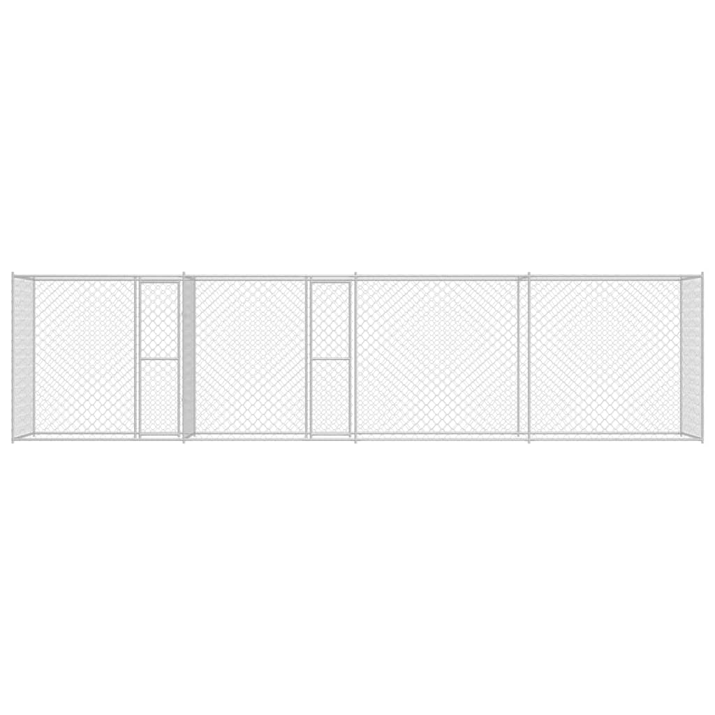 Hundezwinger mit Tür Grau 2x2x1,5 m Verzinkter Stahl