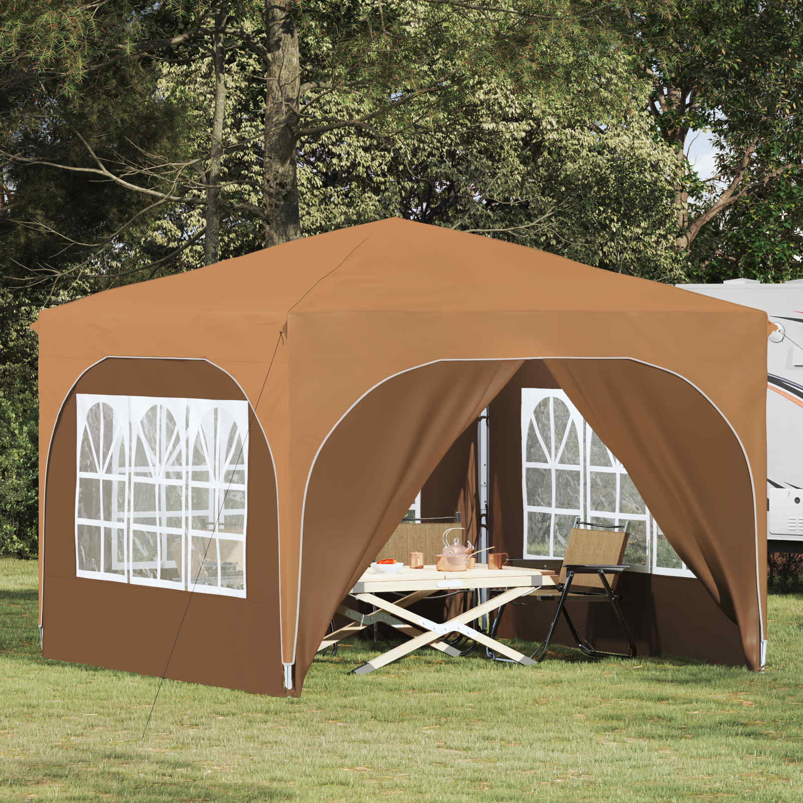 Pop-up Partyzelt 290 x 290 x 245 cm Creme
