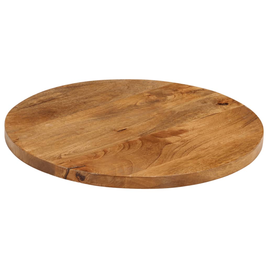 Tischplatte Ø 40x2,5 cm Rund Raues Massives Mangoholz