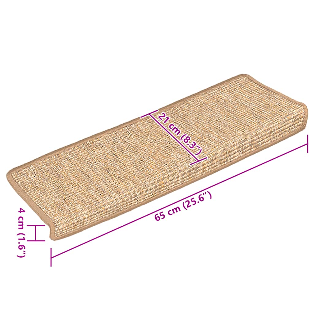 Stufenmatten 15 Stk. 65x21x4 cm Dunkelbeige Rechteckiger Rand