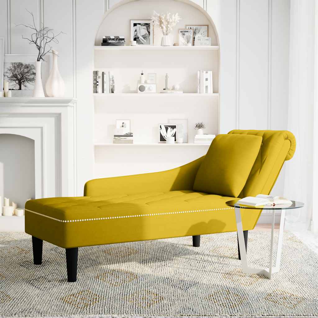 Chaiselongue mit Kissen und Rechter Armlehne Blau Samt