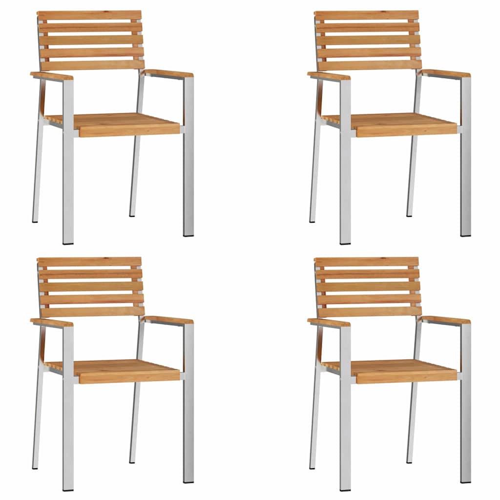 Gartenstuhl 6 pcs Massives Akazienholz und Edelstahl