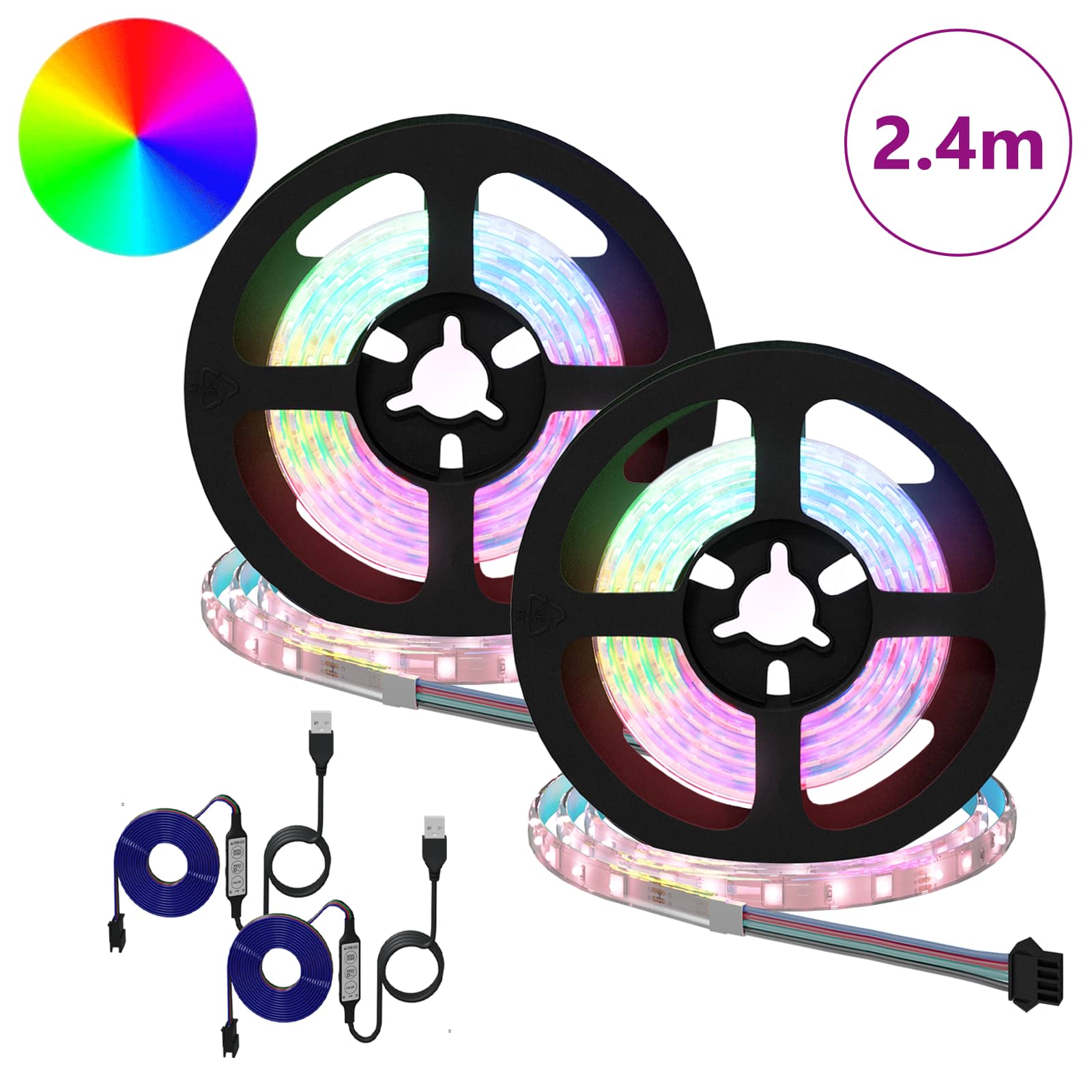 LED Streifen 2 pcs Schwarz und Transparent 3000 mm