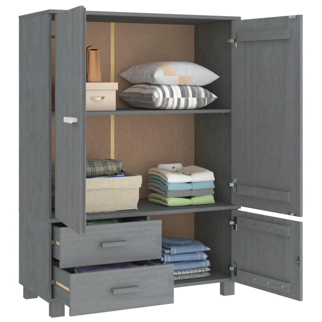 Kleiderschrank HAMAR Honigbraun 99x45x137 cm Massivholz Kiefer