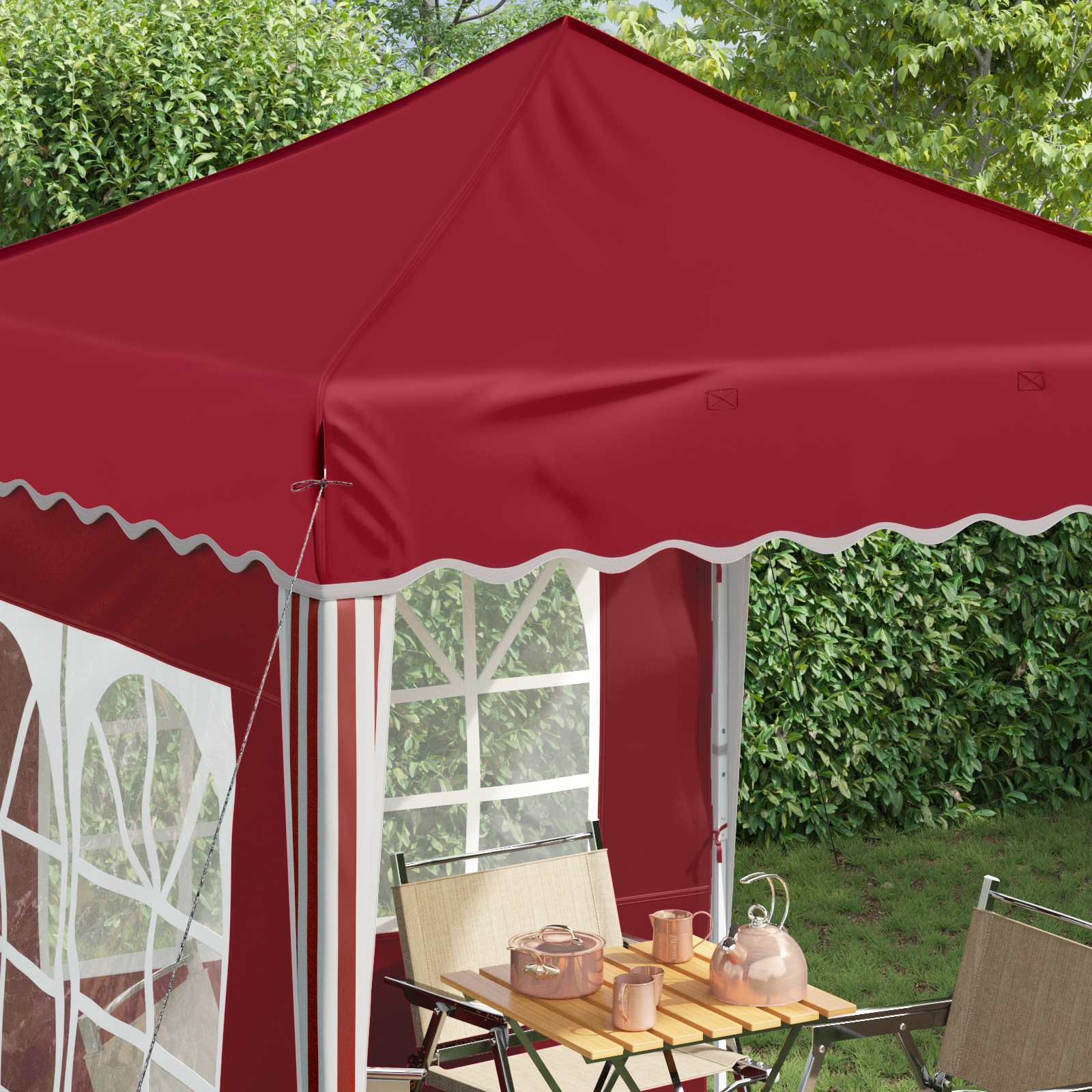 Pop-up Partyzelt 195 x 195 x 245 cm Creme Oxford-Stoff