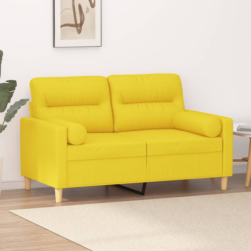 2-Sitzer-Sofa mit Zierkissen Braun 120 cm Stoff