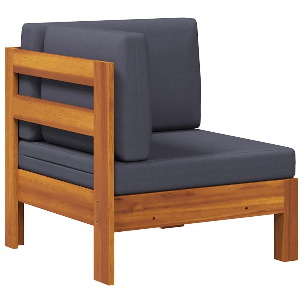 2-tlg. Garten-Lounge-Set mit Cremeweißen Kissen Akazienholz