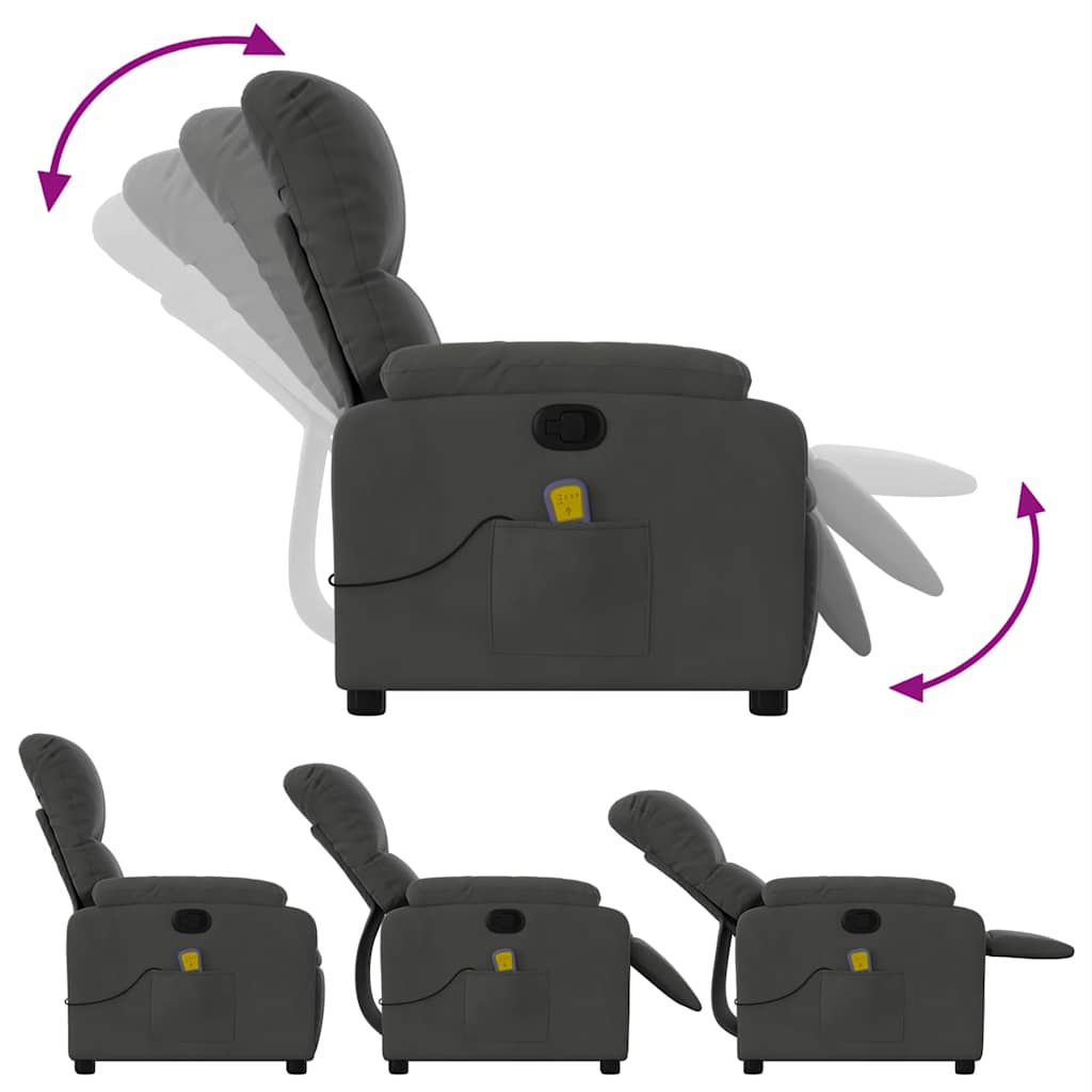 Massagesessel mit Liegefunktion, braun, Mikrofaserstoff