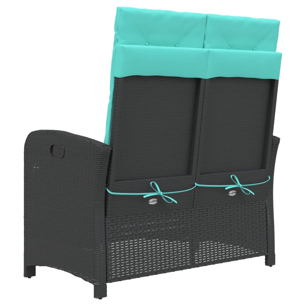 Gartenbank Verstellbar mit Kissen Braun Poly Rattan