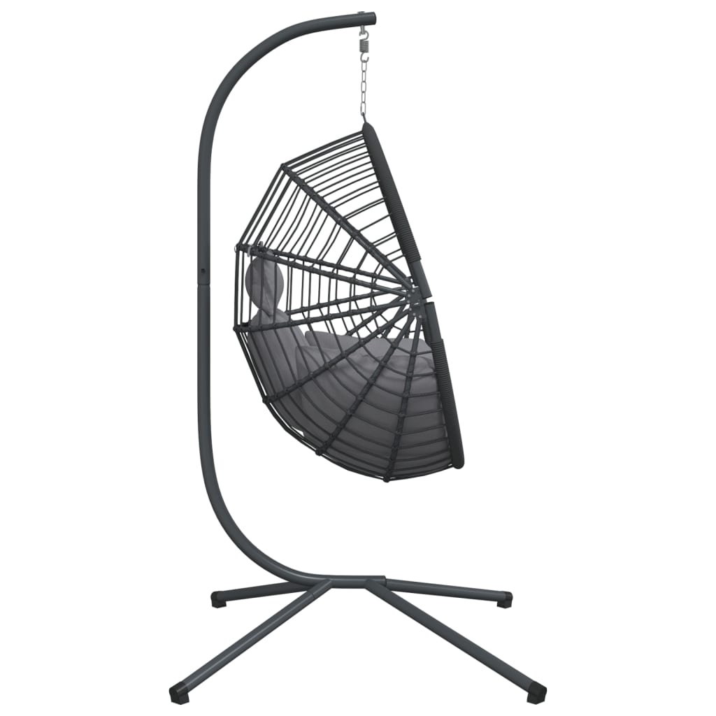 Hängesessel Ei-Design mit Ständer Anthrazit Rattan und Stahl