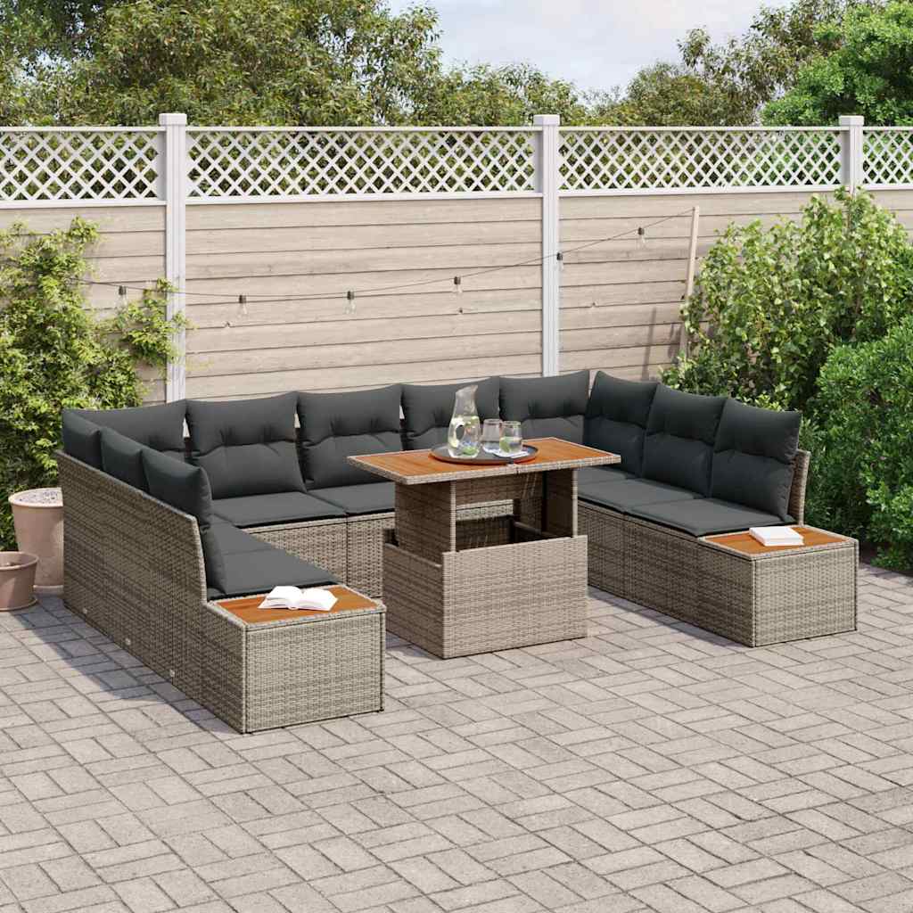 Garten Essgruppe mit Kissen 10 pcs Schwarz und Beige