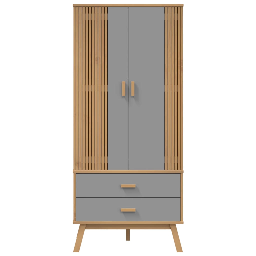 Kleiderschrank OLDEN Braun 76,5x53x172 cm Massivholz Kiefer