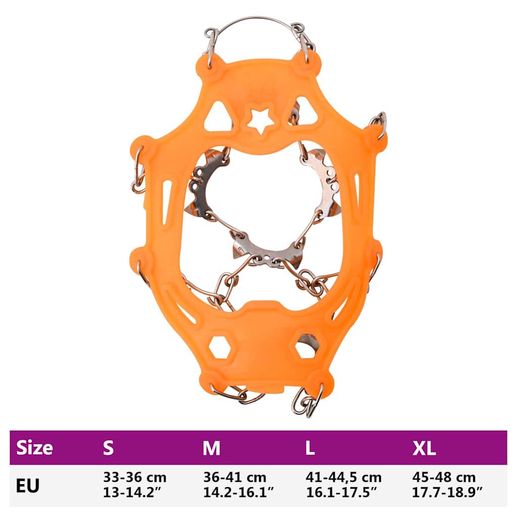 Eiskrallen für Schuhe mit 10 Spikes Orange S