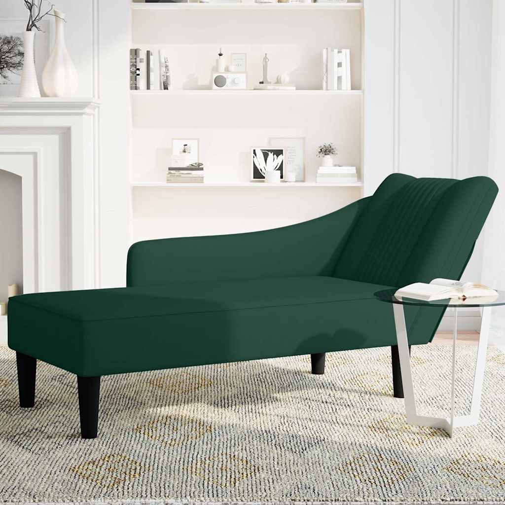 Chaiselongue mit Rechter Armlehne Blau Samt