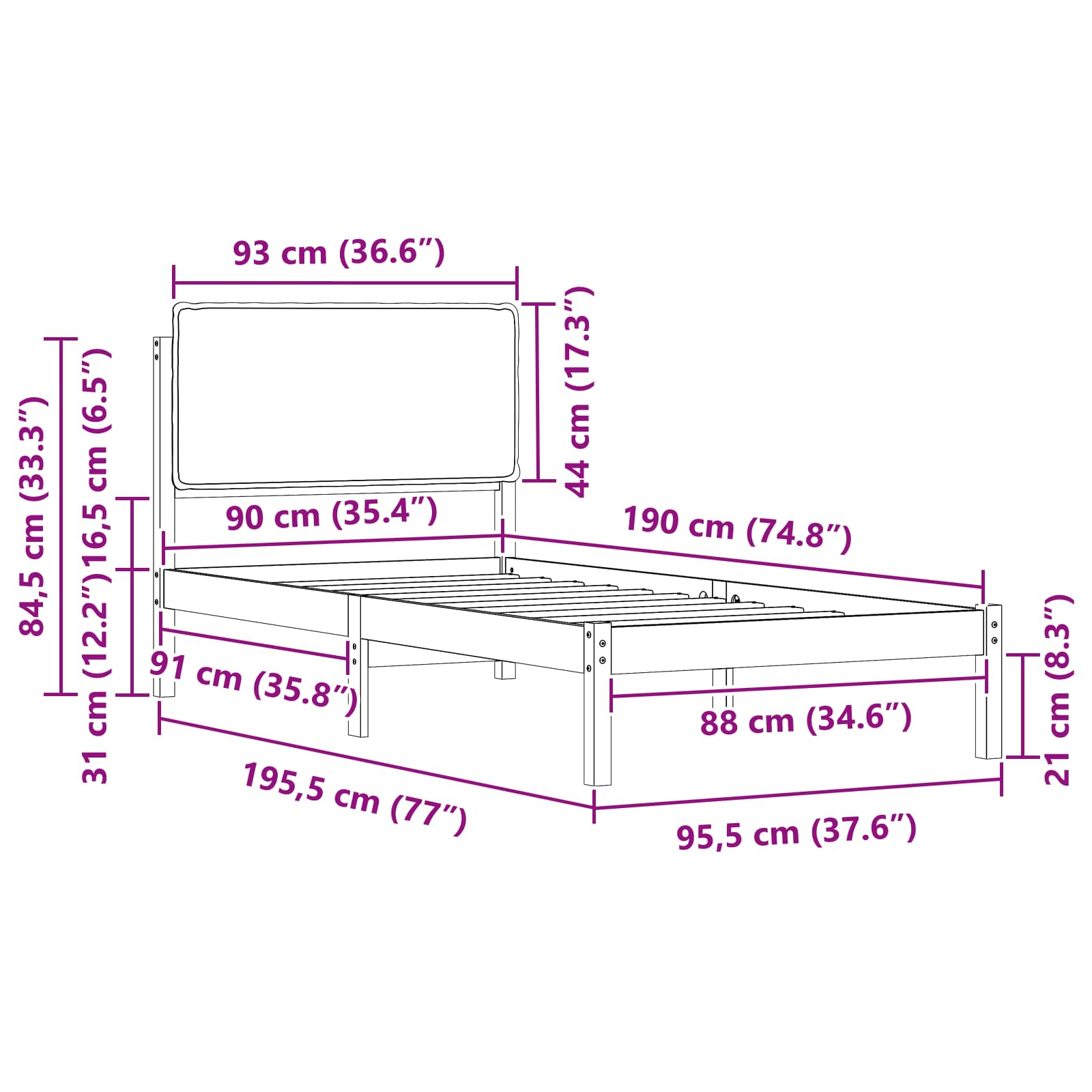 Bettgestell mit gepolstertem Kopfteil Hellgrau 200 x 200 cm