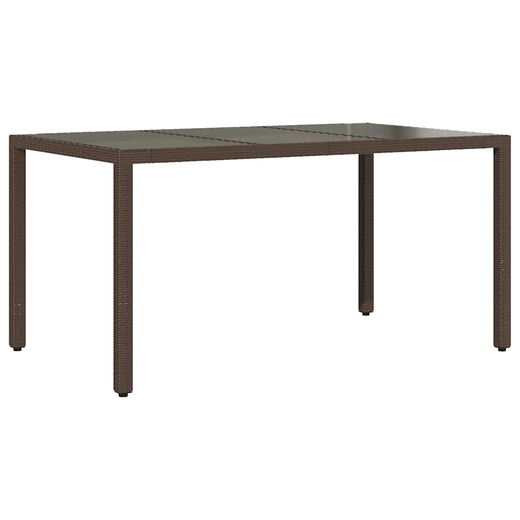 Gartentisch 150x90x75 cm Hartglas und Poly Rattan Schwarz
