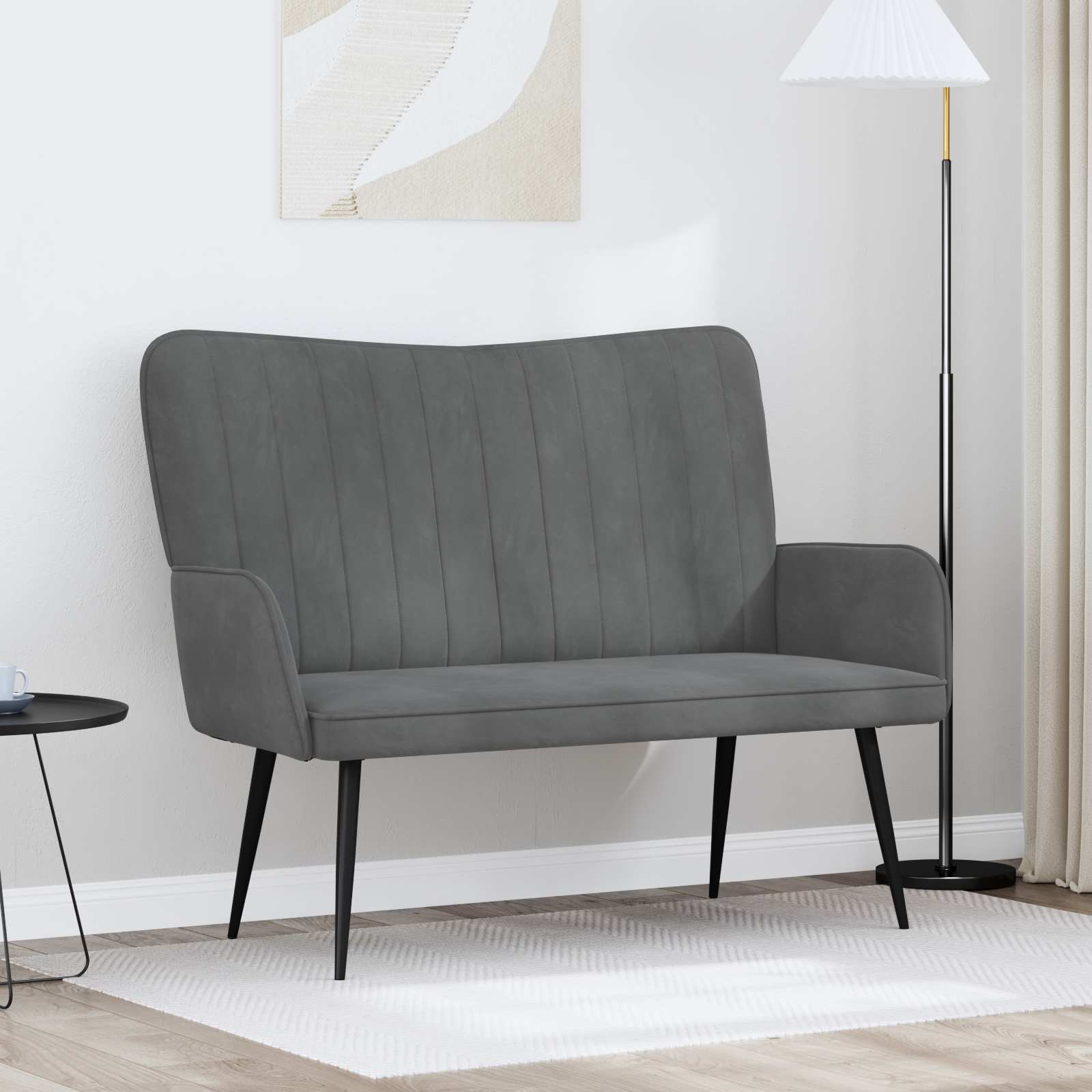 2-Sitzer Sofa Hellgrau 115 x 61 x 87 cm Samt (V)