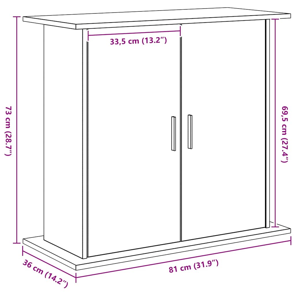 Aquariumständer Weiß 81x36x73 cm Holzwerkstoff