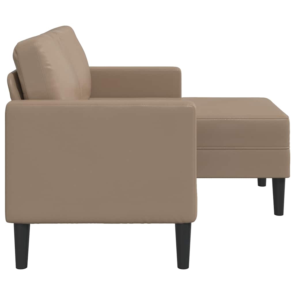 2-Sitzer-Sofa mit Chaiselongue L-förmig Schwarz 125 cm Kunstleder