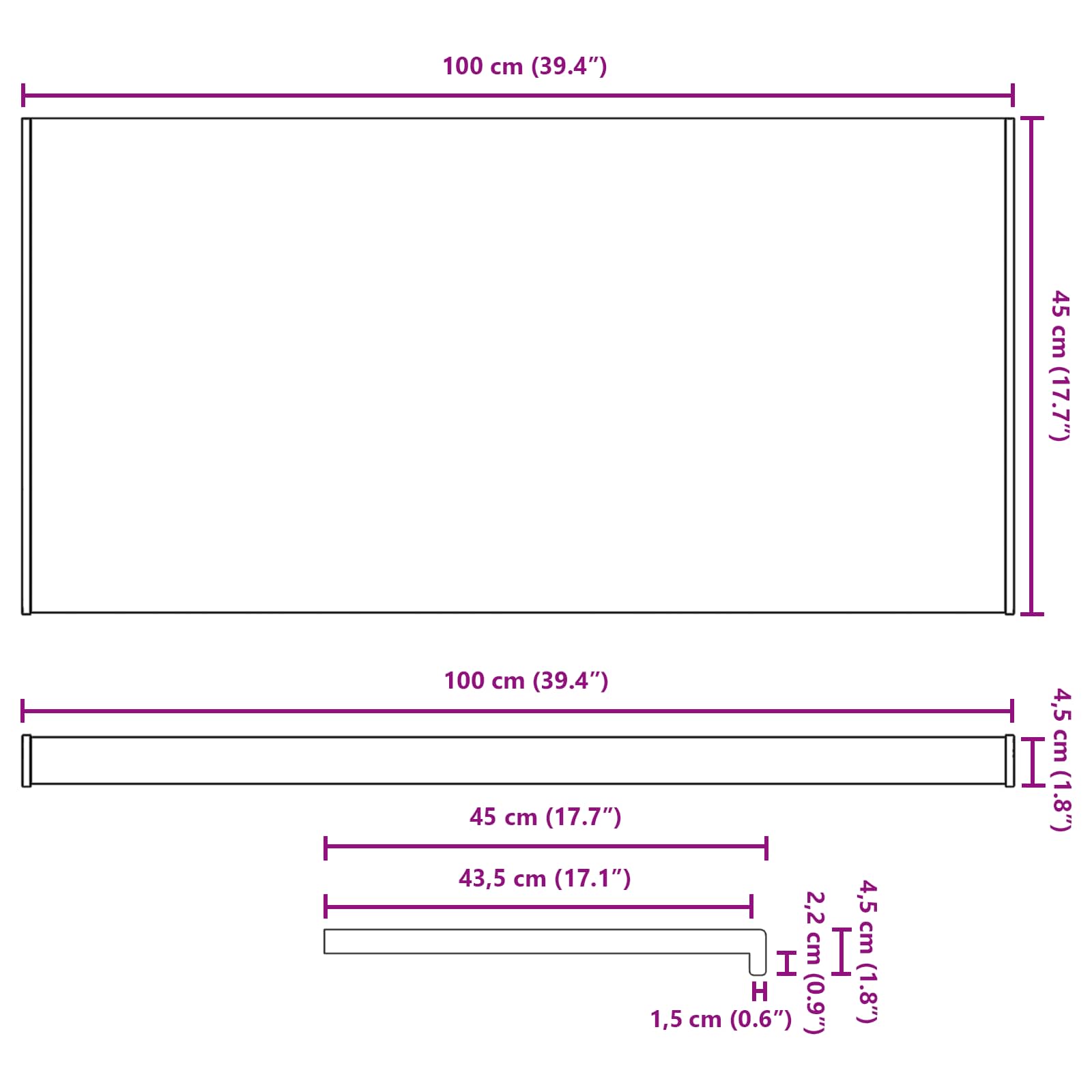 Fensterbank Weiß 60 x 10 x 4,5 cm PVC