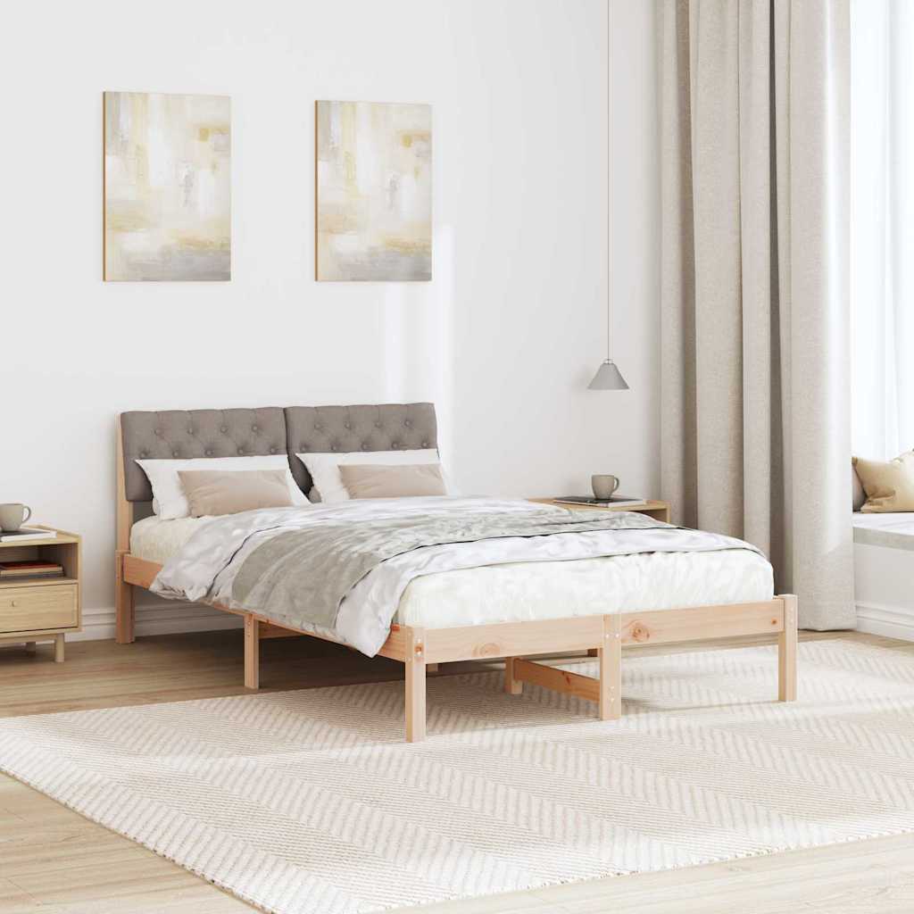 Bettgestell Braun und hellgrau 200 x 200 cm Massivholz Kiefer