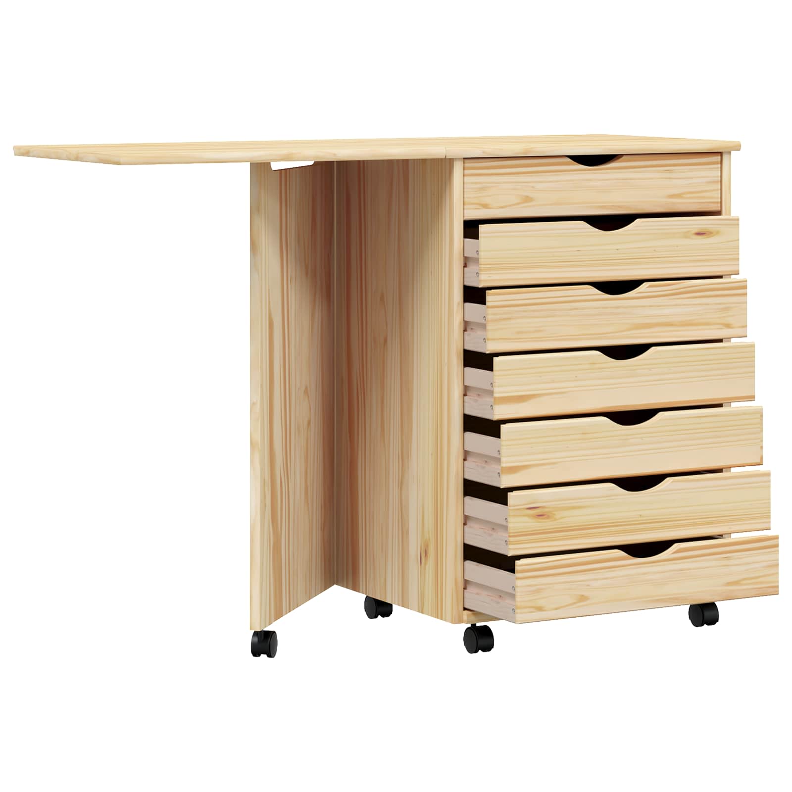 Rollschrank mit Schreibtisch MOSS Honigbraun Massivholz Kiefer