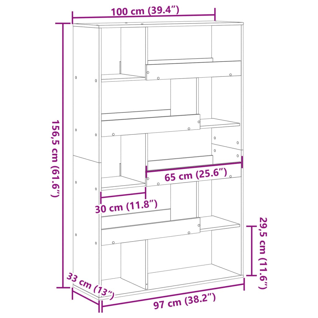 Bücherregal Räuchereiche 100x33x156,5 cm Holzwerkstoff