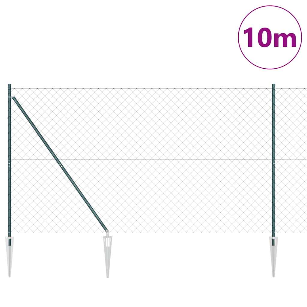 Outdoor Kettenglied-Zaun Erdfixierung 10 x 0,4 m Grün Netz
