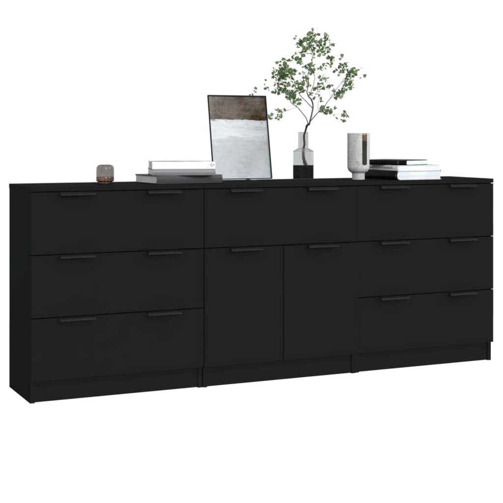 3-tlg. Sideboards Weiß Holzwerkstoff