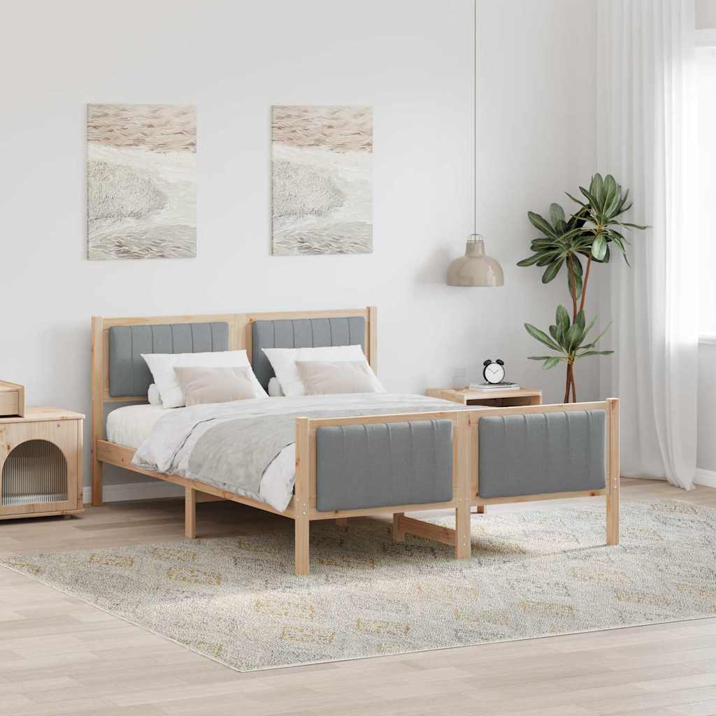 Bettgestell Braun und hellgrau 200 x 200 cm Massivholz Kiefer