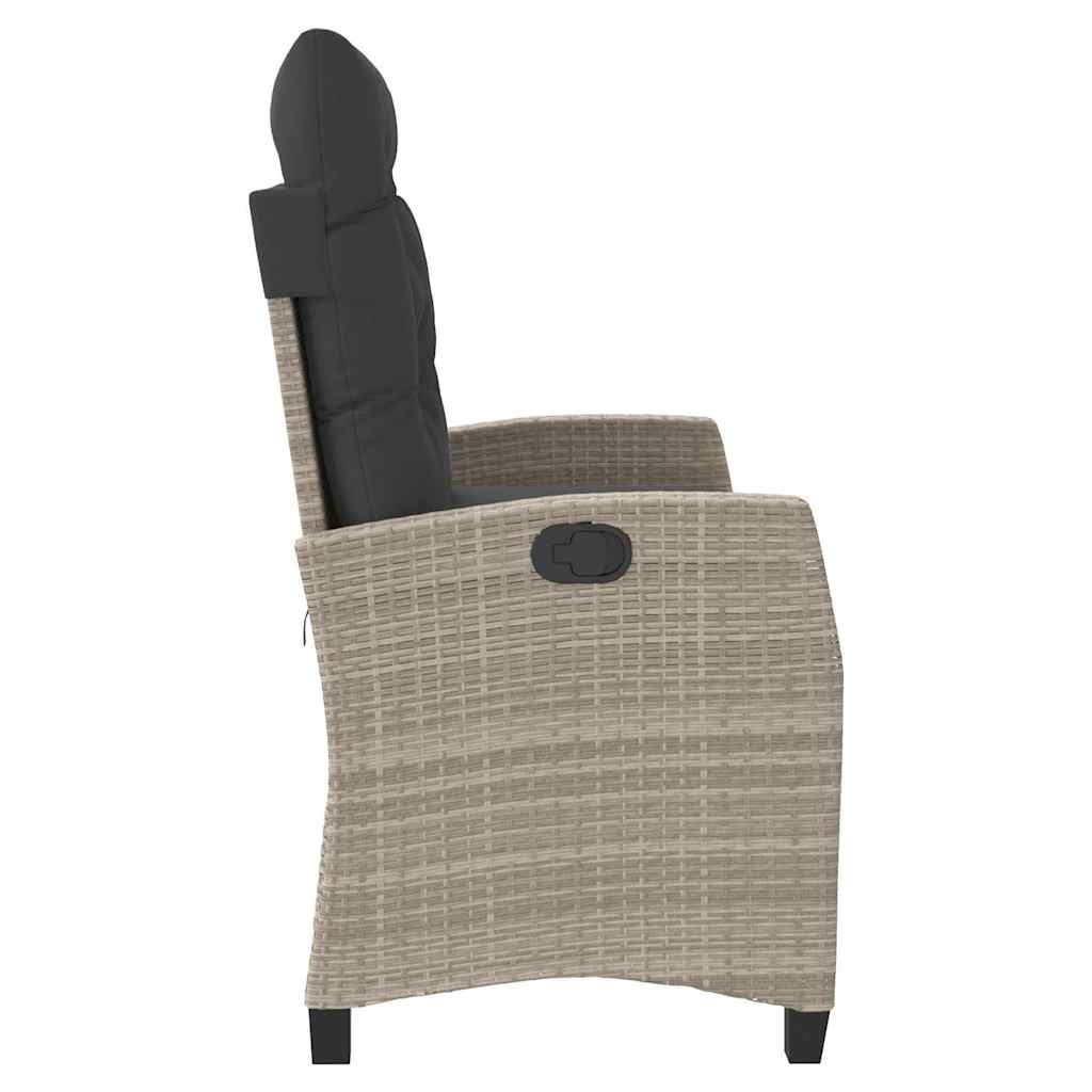 Gartenbank Verstellbar mit Kissen Schwarz Poly Rattan