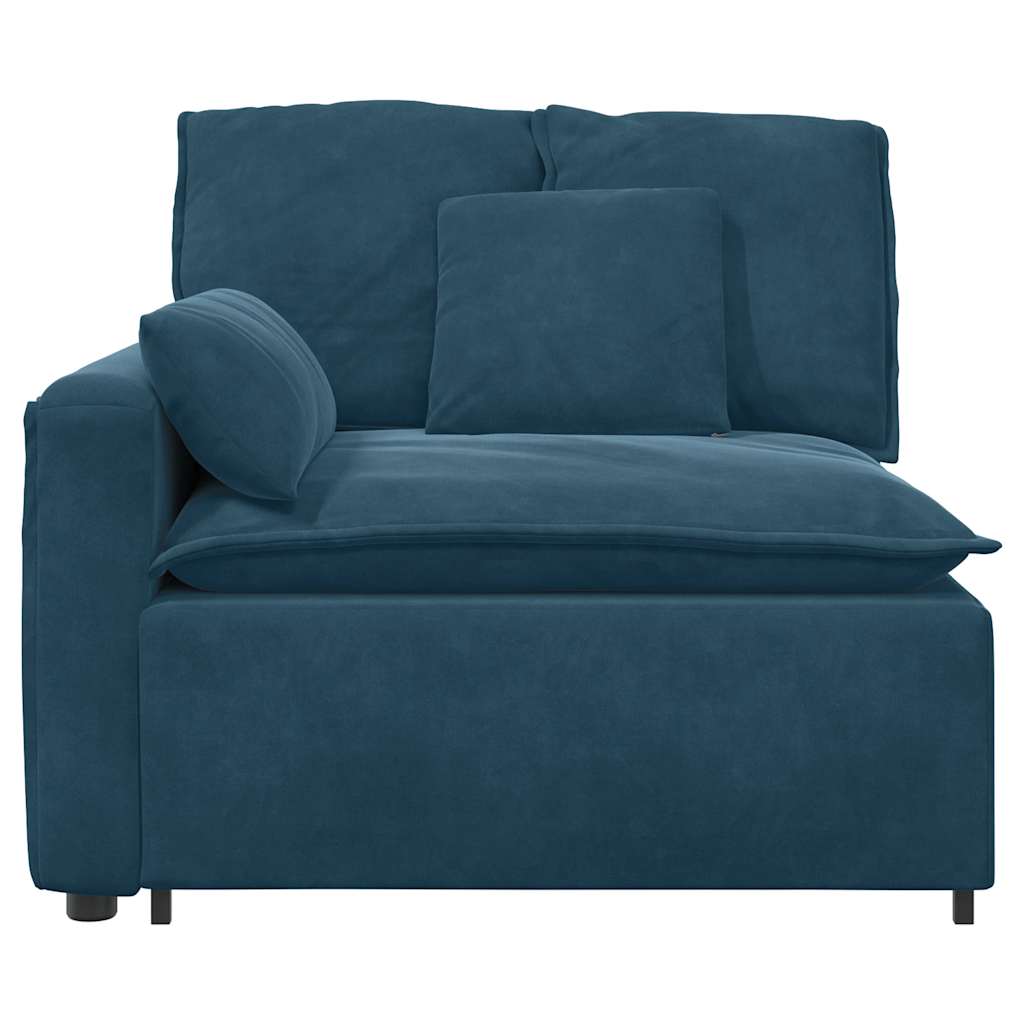 Modulares Sofa Endmodul mit Armlehne Kissen Blau 100 cm