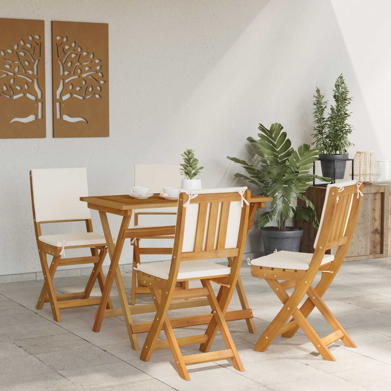Außen Bistro-Stühle 6 pcs Natur Massivholz Akazie