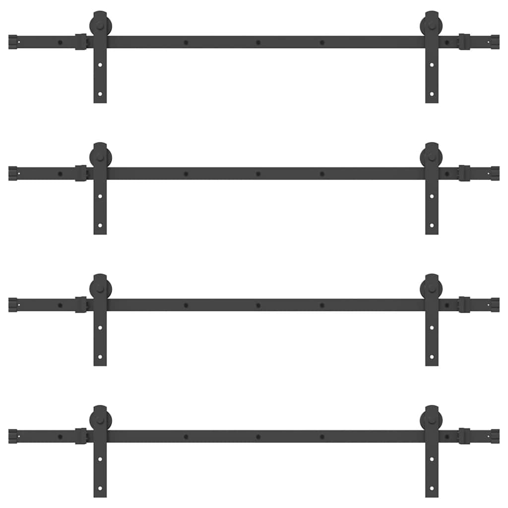 Schiebetürbeschlag-Set 183 cm Stahl Schwarz