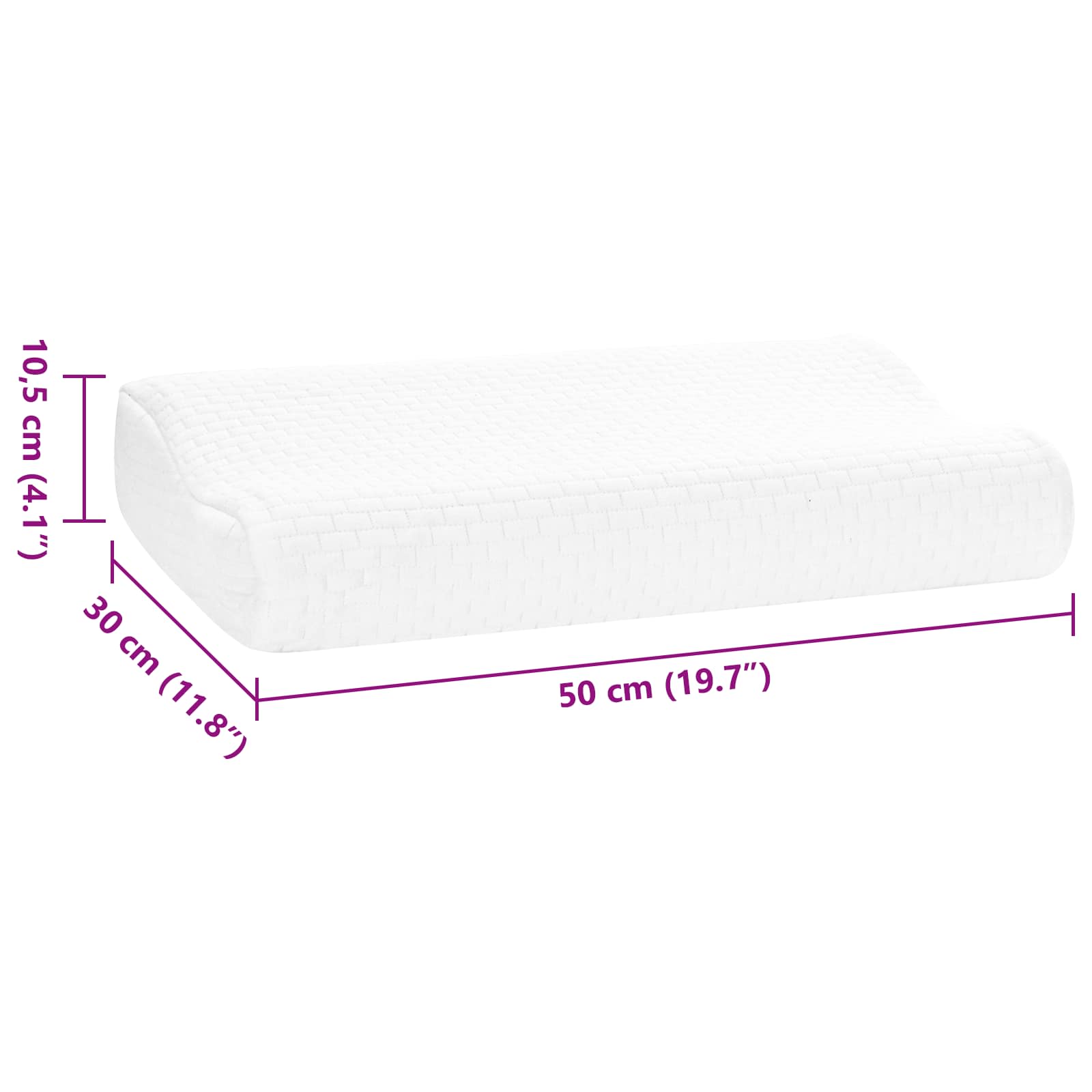 Schlafkissen Uni Weiß 60 x 37 x 12,5 cm Viscoschaum