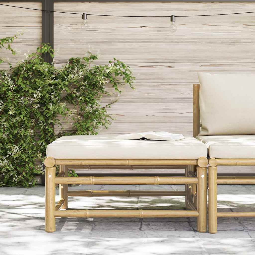 3-tlg. Garten-Lounge-Set mit Kissen Bambus