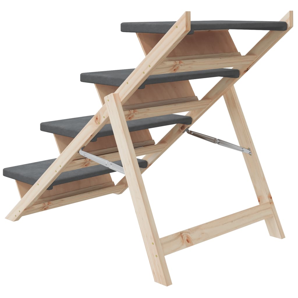 Hunderampe Grau 100x40 cm Massivholz Tanne