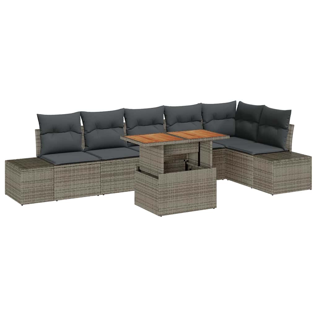 Garten Essgruppe mit Kissen 7 pcs Schwarz und Creme