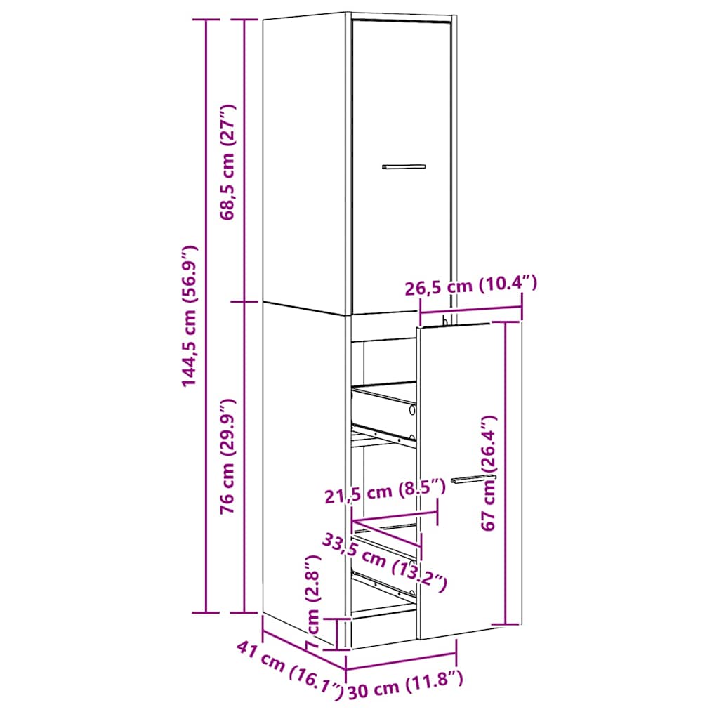 Apothekerschrank Weiß 30 x 41 x 174,5 cm Holzwerkstoff