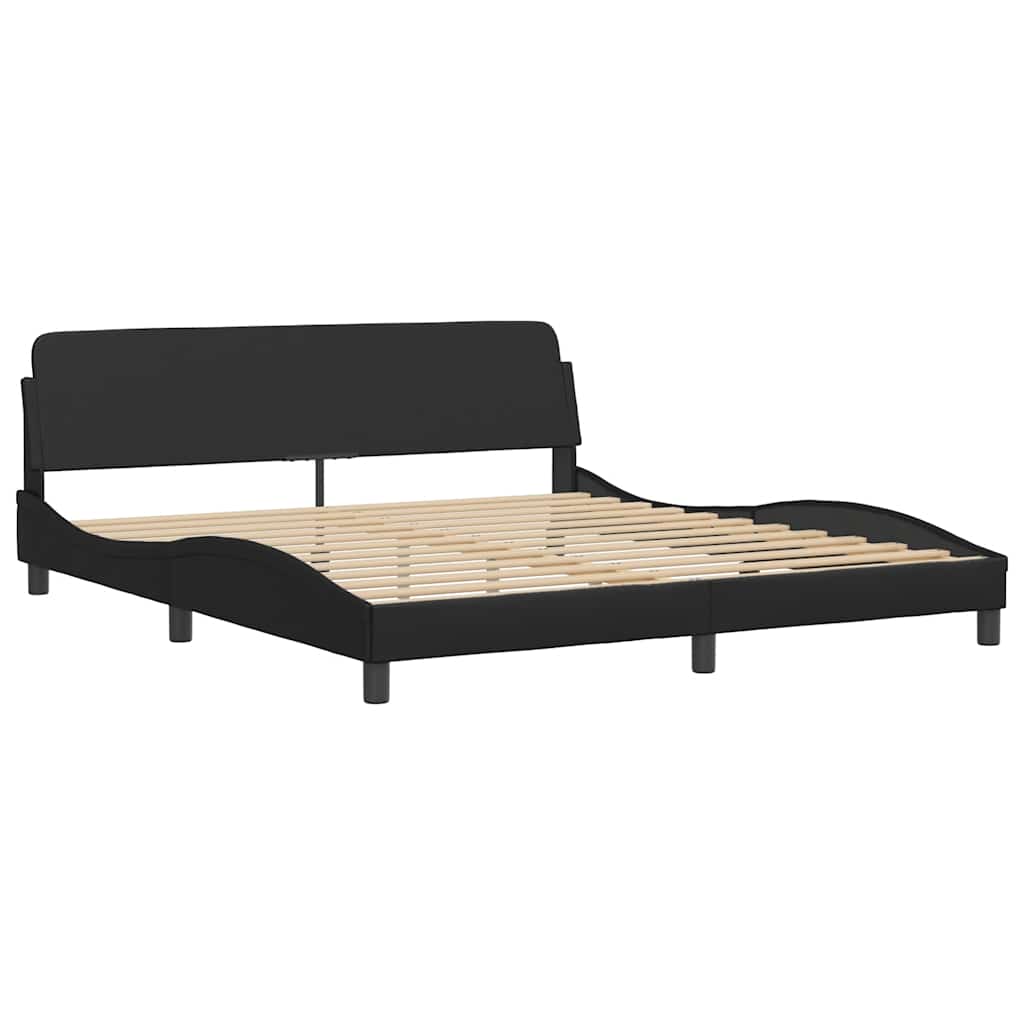 Bettgestell Dover Schwarz-Weiß 90x190 cm Kunstleder