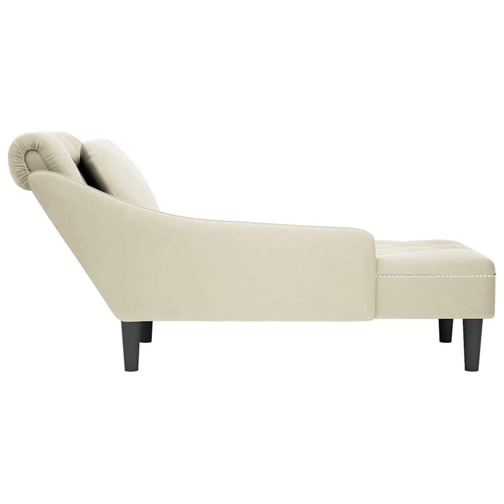 Chaiselongue mit Kissen und Rechter Armlehne Blau Samt