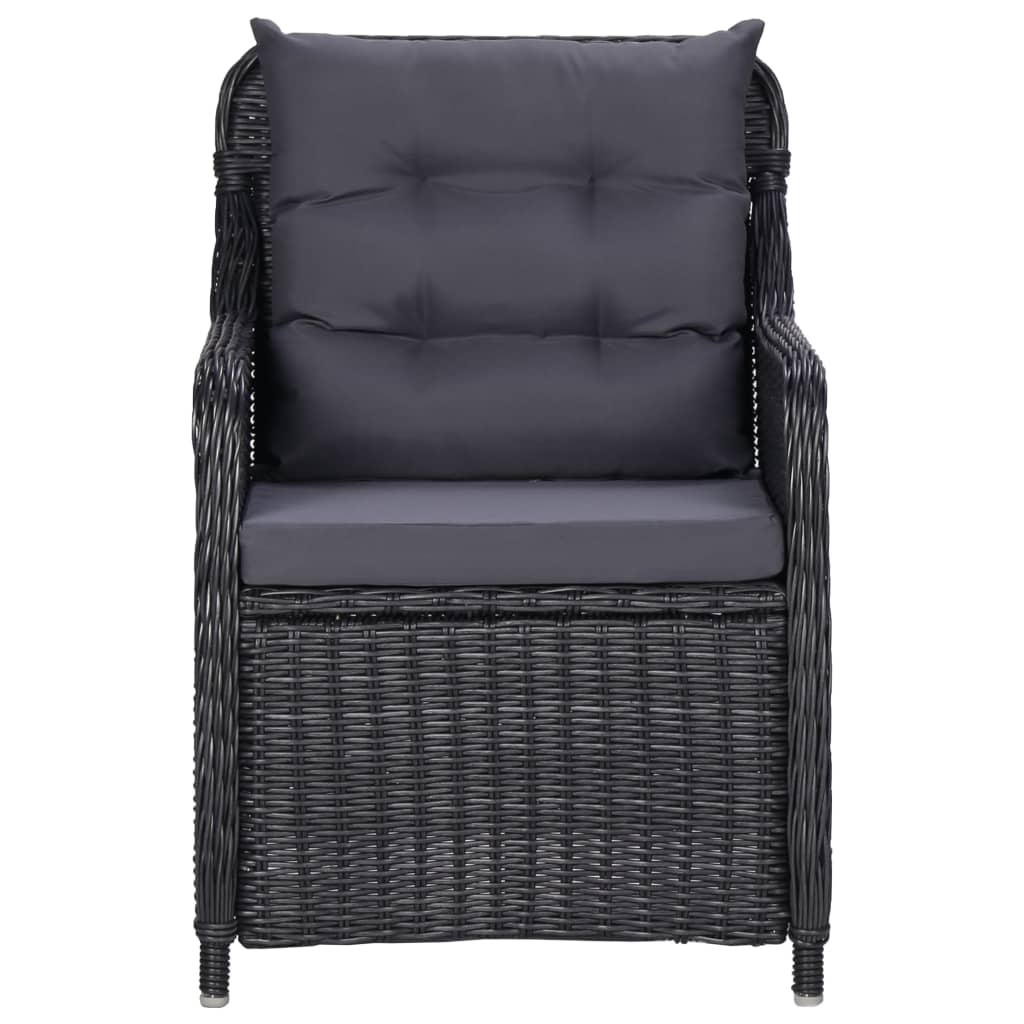 3-tlg. Garten-Bistro-Set mit Auflagen Poly Rattan Schwarz